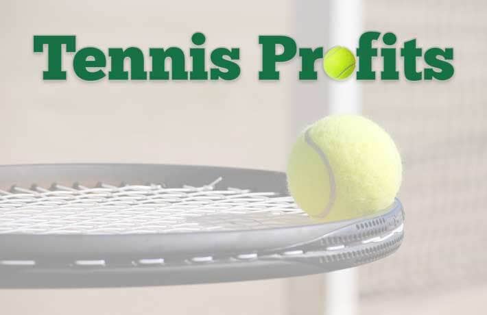 Tennis racquet and tennis ball with the Tennis Profits logo
